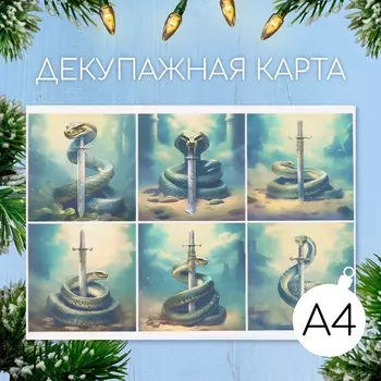 Декупажная карта «Змея с мечом», плотность 45 г/м, формат А4
