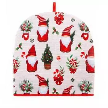 Новогодняя грелка на чайник Этель "Santa Claus" 28х28см, 100%хл, репс 210 г/м2