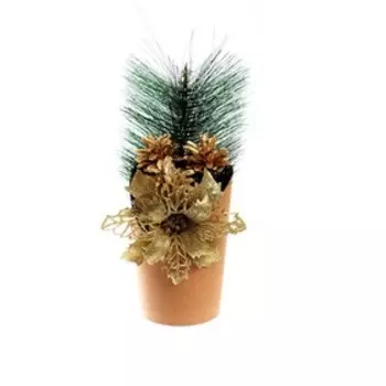 Новогодняя композиция «Цветок золотой с веточкой»