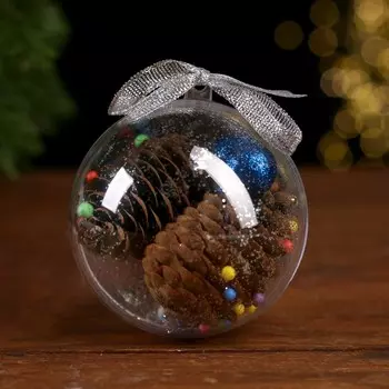 Елочная игрушка шар «Шишки, ягодки»