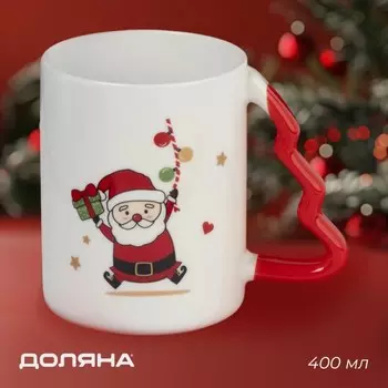 Кружка новогодняя Доляна «Веселый дедушка», 400 мл, для чая, 12,58,510,7 см