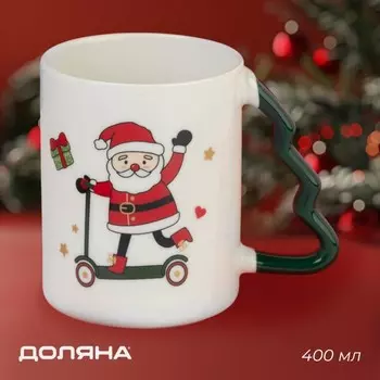Кружка новогодняя Доляна «Веселый дедушка», 400 мл, 12.58.510.7 см
