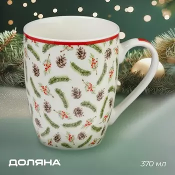 Новогодняя кружка Доляна «Зимний лес», 370 мл, 128,510,5 см, цвет белый