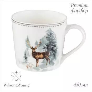 Кружка новогодняя «Зимний лес», 13.5109 см, 450 мл, белая