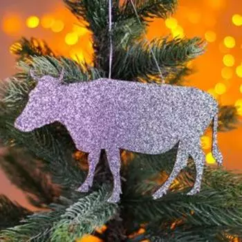 Новогодняя подвеска «Коровка» золото, серебро 0,2х20х10,5 см