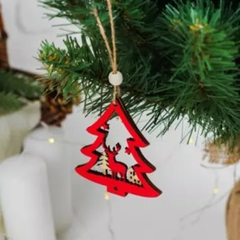 Елочная игрушка «Новогодний олень», красная