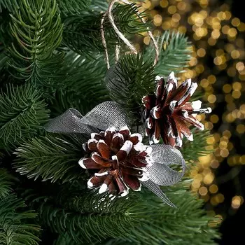 Подвеска новогодняя на ёлку «Шишка и веточка» набор 2 шт.