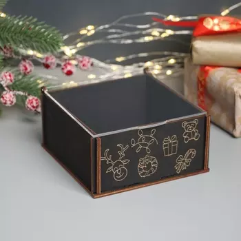 Подарочная шкатулка для урашений «Новогодняя», дерево, 61212 см