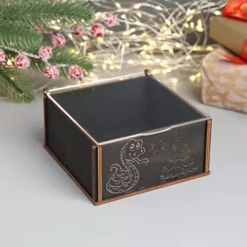 Подарочная шкатулка для украшений «Змейка, ёлка», дерево, 61212 см