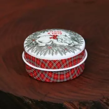 Новогодняя свеча в железной банке «Тепла и уюта», аромат вишня, диам. 4,8 см