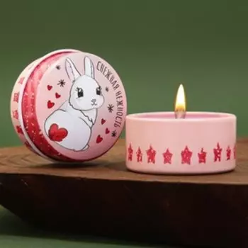 Новогодняя свеча в железной банке «Снежная нежность», аромат ваниль, 4,5 х 4,5 х 2,5 см.