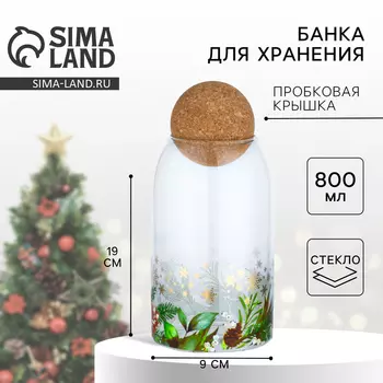 Банка для хранения новогодняя «Зимние истории», стекло, 800 мл