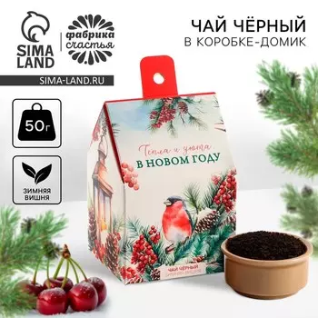 Чай новогодний чёрный «Тепла и уюта», со вкусом: зимняя вишня, 50 г.