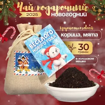 Новый год. Чай новогодний в мешочке, корица, мята, 30 г