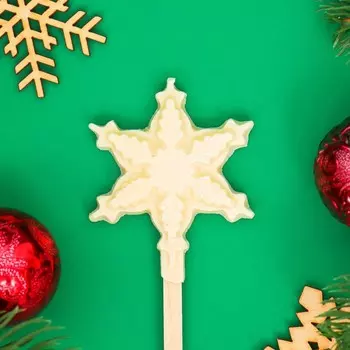 Новый год. Фигура из белого шоколада "Снежинка на палочке", 12 г ± 5 %