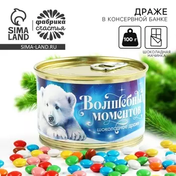 Конфеты подарочные шоколадные, драже в банке «Волшебных моментов», 100 г