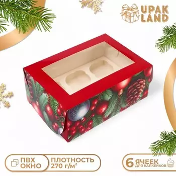 Коробка для 6 капкейков с окном «Загадай желание», 251710 см, упаковка