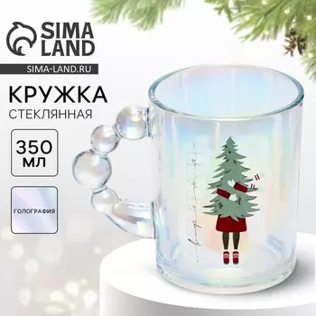 Кружка стеклянная новогодняя «Мечтать», 350 мл, голография