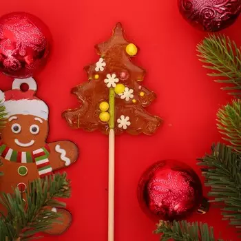 Леденец новогодний «Ёлочка» с снежинками, 23 г