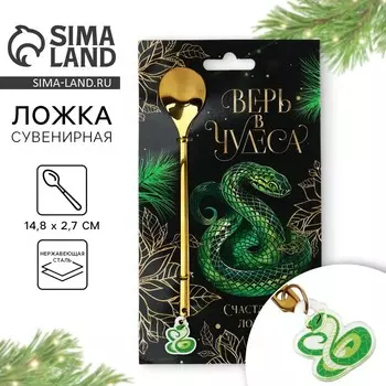 Новый год. Ложка с пластиковым подвесом новогодняя «Верь в чудеса» на Новый год, 14,8 х 2,7 см