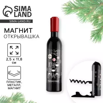 Магнит - открывашка новогодний на холодильник «Блеска в глазах», 2.511.82.5 см