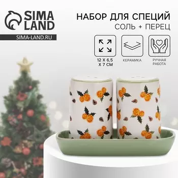 Солонка и перечница новогодние «Апельсины», 126.57 см, ручная работа