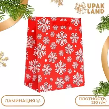 Пакет подарочный новогодний ламинированный «Снежинки»,182310 см