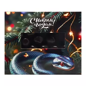 Новый год. Шоколадное драже "Малина в темном шоколаде", спящая змея,100 г