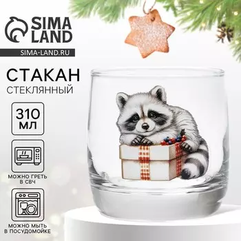 Стакан стеклянный новогодний «Енотик», 310 мл