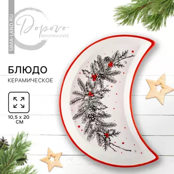 Тарелка плоская керамическая «Новогодний венок», 10.520 см, ручная работа