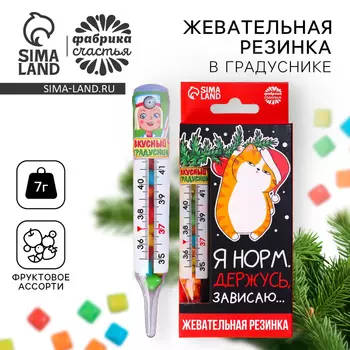 Новый год! Жевательная резинка в градуснике «Норм, держусь», 7 г.