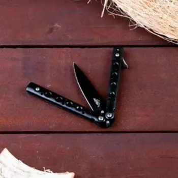 Нож-бабочка "Серебро" 15,7см, клинок 69мм/1мм, черный