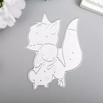 Нож для вырубки сталь "Объятия - лис и зайка" 8х6 см