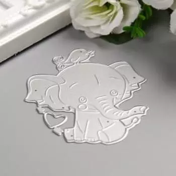 Нож для вырубки сталь "Слонёнок с птичкой и сердечком" набор 2 элемента 8,1х7,2 см