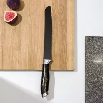 Нож для хлеба Доляна «Энергия», хлебный, лезвие 19,5 см, цвет чёрный