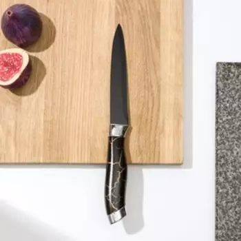 Нож кухонный Доляна «Энергия», универсальный, лезвие 12,5 см, цвет чёрный