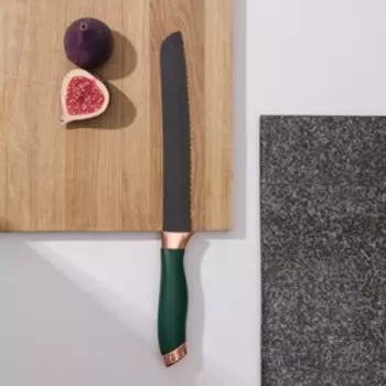 Нож хлебный Доляна «Эсмиральда», хлебный, лезвие 19,5 см, цвет зелёный