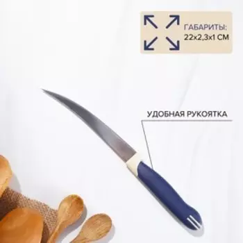 Нож кухонный для томатов Доляна «Страйп», лезвие 11.5 см, синий