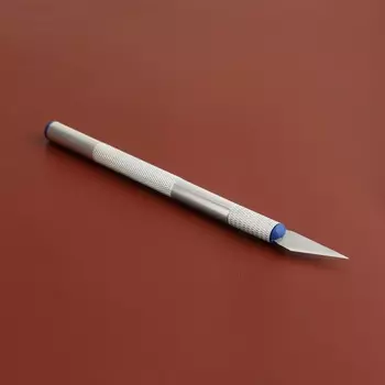 Нож макетный для работы с кожей, 14.50.8 см, цвет серебряный
