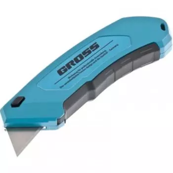 Нож обойный GROSS, 130 мм, алюм. корпус, выдв. трапец. лезвие, 18 мм, 4 лезвия