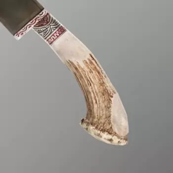 Нож Пчак Шархон - Большой, Косуля натуральная средняя, гарда гравировка, олово. ШХ-15 (16-17