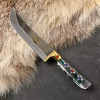 Нож Пчак Шархон - средний, эбонит, гарда мельхор, ШХ15