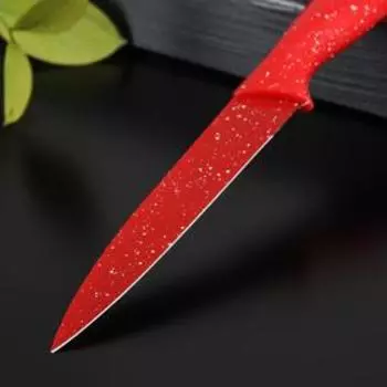 Нож с антиналипающим покрытием Доляна «Зефир», универсальный, лезвие 12.5 см, красный