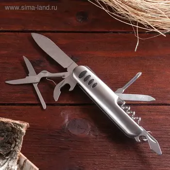 Нож швейцарский "Анибус" 7в1, на рукояти 4 вставки, хром