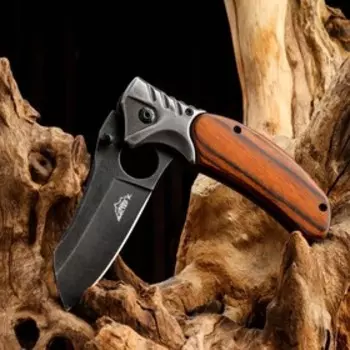 Нож складной "Хищник" полуавтоматический, ручка под дерево, 20см, клинок 7см