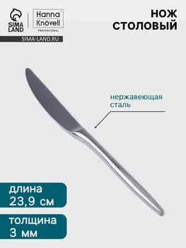 Нож столовый Hanna Knvell Eman, 23.9 см, толщина 3 мм, нержавеющая сталь, серебристый