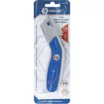 Нож универсальный "КОБАЛЬТ" Дельфин, комбинированный корпус, 3 зап. лезвия, трапеция 19 мм