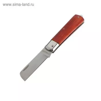 Нож универсальный складной ТУНДРА, деревянная рукоятка, прямое лезвие, нержавеющая сталь