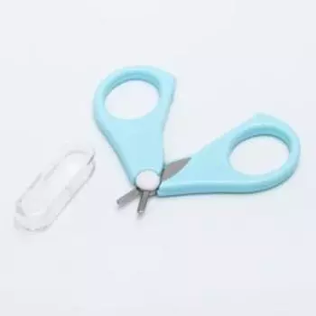 Ножницы детские безопасные, маникюрные, с чехлом, от 0 мес., голубые