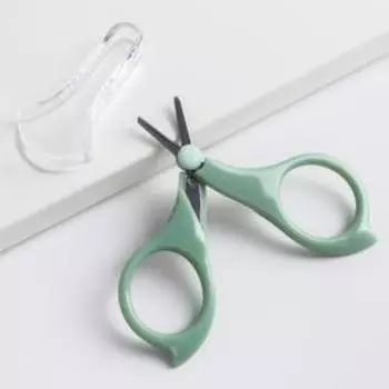 Детские маникюрные ножницы, с защитным колпачком, ВИД 2, зелёные